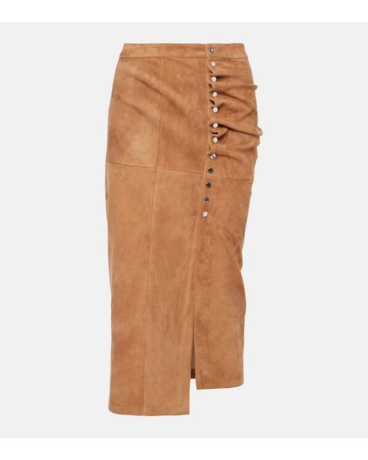 Rabanne Brown Midirock Aus Veloursleder