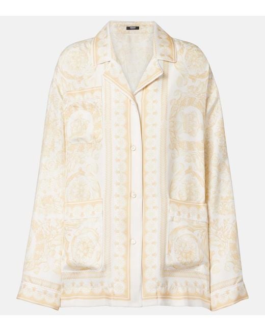 Versace Natural Barocco Silk Twill Shirt