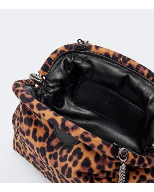 Stella McCartney Brown Falabella Small Leopard-Print Velvet Clutch