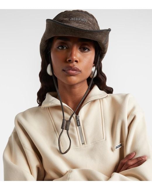 Jacquemus Natural Bob De-Nimes Velvet Bucket Hat