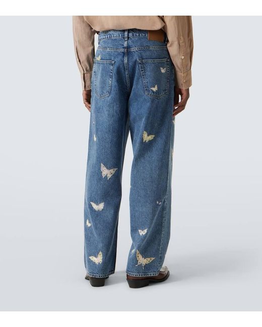 Our Legacy Blue Vast Cut Embroidered Straight Jeans for men