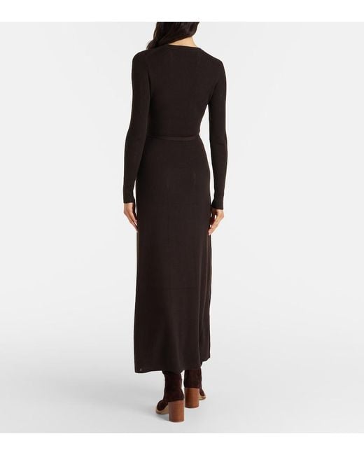 Gabriela Hearst Black Imagene Rib-Knitted Wool Midi Dress