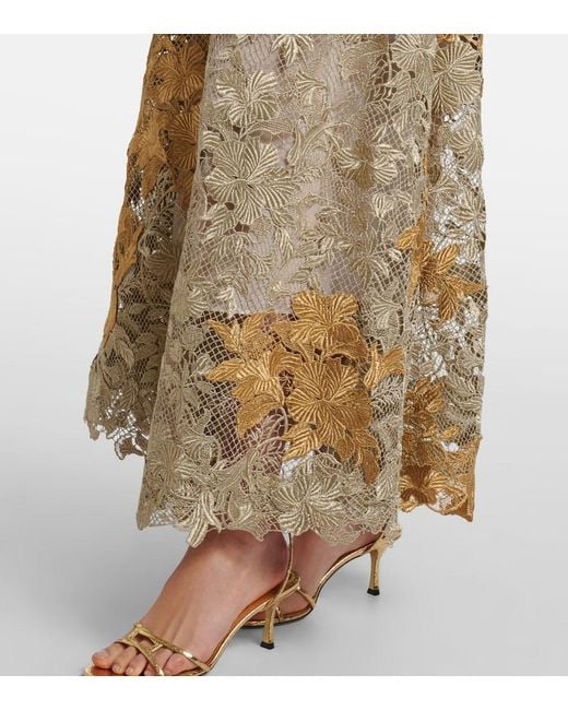 Oscar de la Renta Metallic Guipure Lace Cocktail Dress