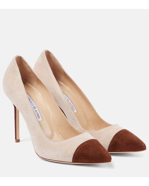 Manolo Blahnik Brown Capcour Suede Pumps