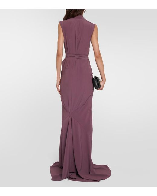 Rick Owens Purple V-neck Wrap Sleeveless Gown