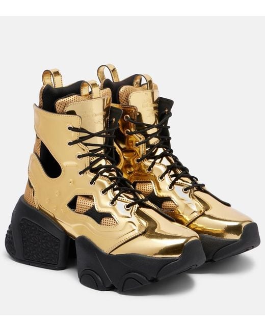 Noir Kei Ninomiya Natural X Reebok Metallic-Effect Cutout Platform Ankle Boots