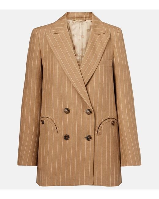 Blazé Milano Brown Heretique Pinstripe Linen Blazer