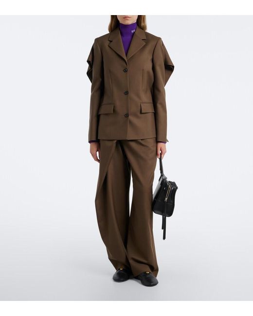 Loewe Brown Caped Wool Blazer