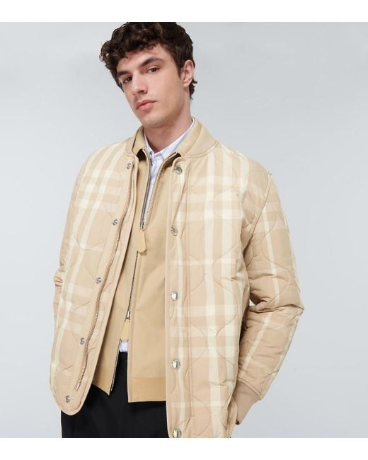 Burberry Natural Checked Quilted Bomber Jacket for men