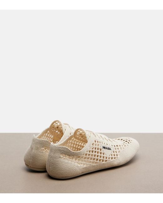 Prada White Collapse Crochet Sneakers