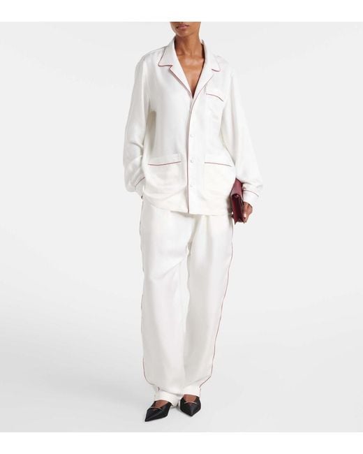 Tom Ford White Silk Twill Pajama Pants