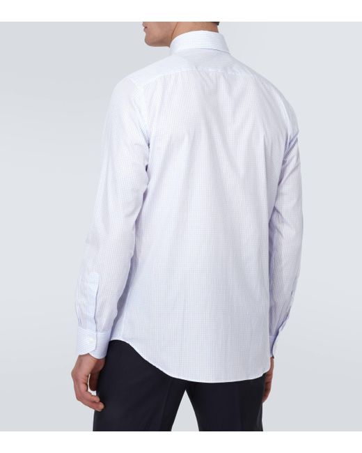 Canali White Checked Cotton Shirt for men