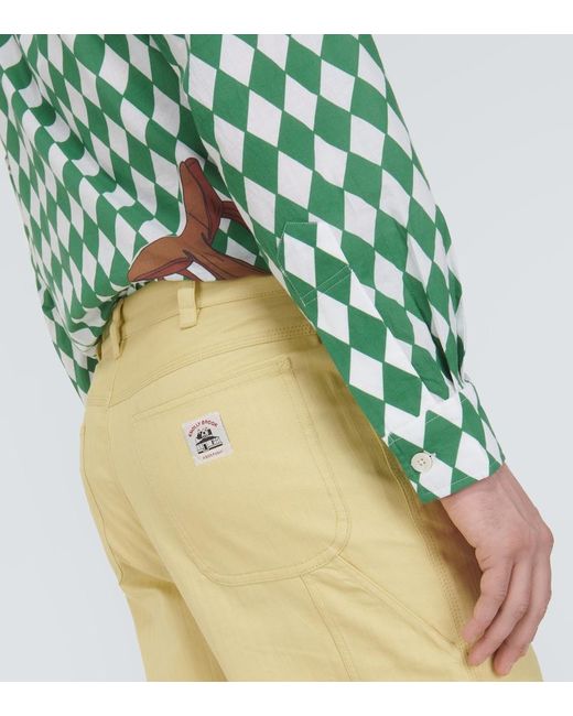 Bode Yellow Brook Cotton Canvas Wide-Leg Pants for men