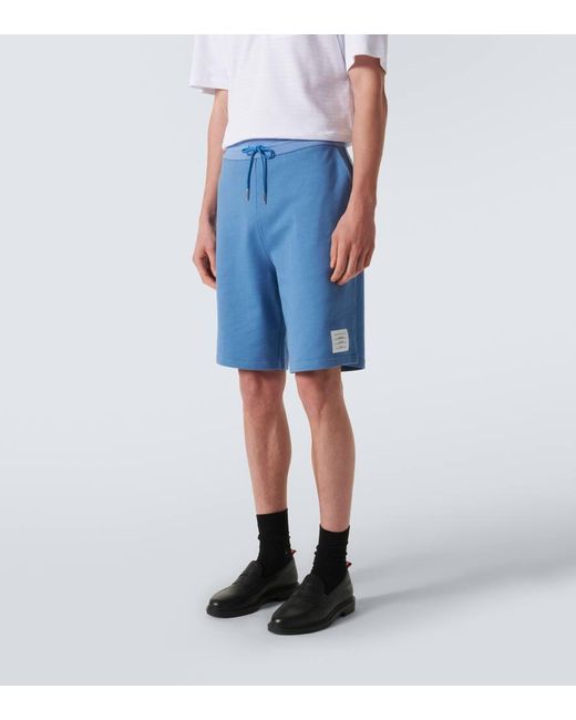 Shorts in jersey di cotone di Thom Browne in Blue da Uomo