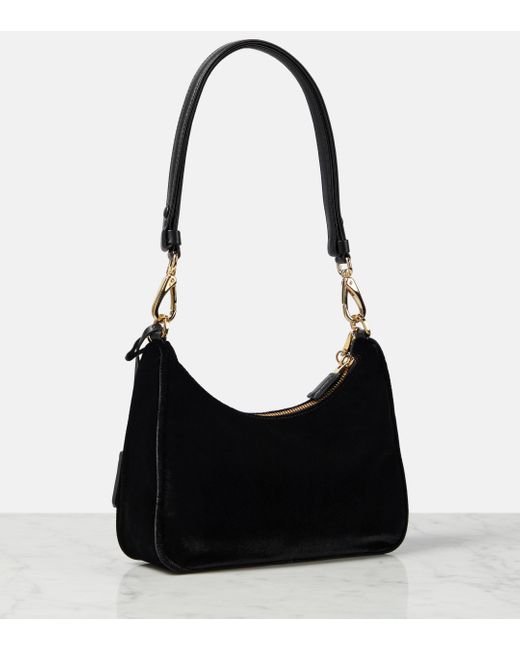 Prada Black Re-edition Small Velvet Shoulder Bag