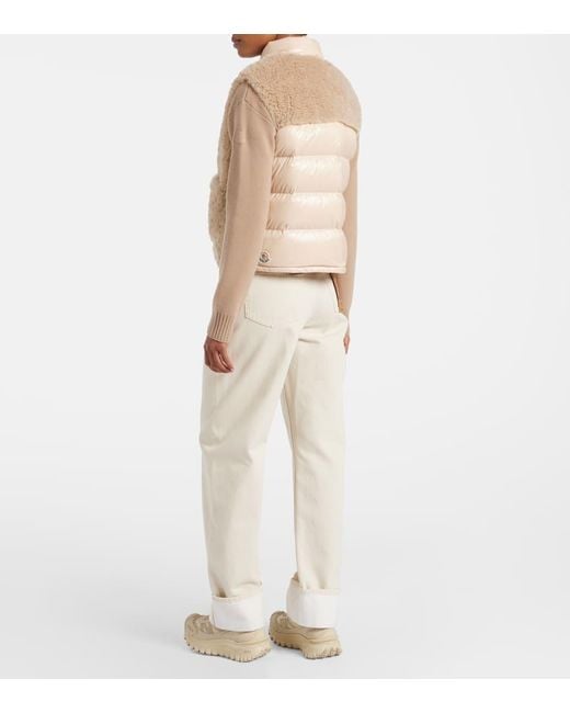 Moncler Natural Logo Faux Fur Down Vest