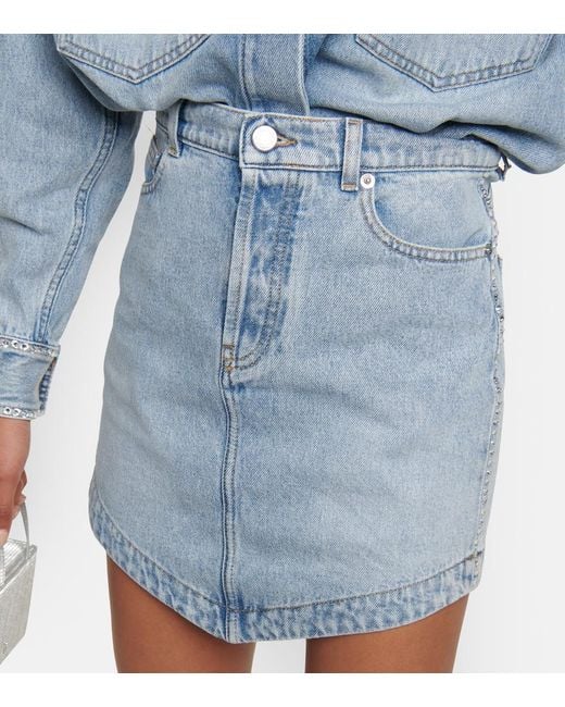 Alexandre Vauthier Blue Embellished Denim Miniskirt