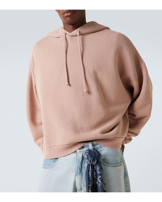 Acne Pink Logo Cotton Hoodie for men