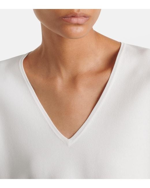 Max Mara White Embellished Crepe Top