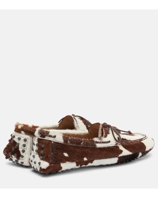Le Monde Beryl Brown Printed Calf Hair Driving Shoes