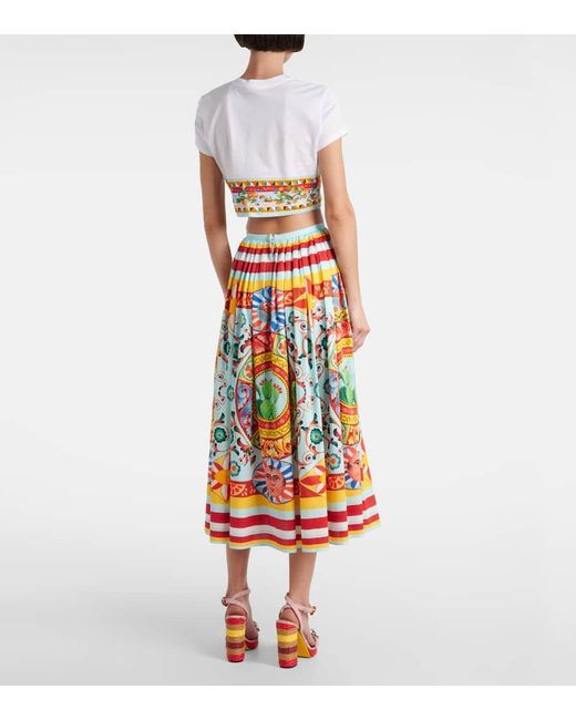 Dolce & Gabbana White Cropped-Top Aus Baumwolle