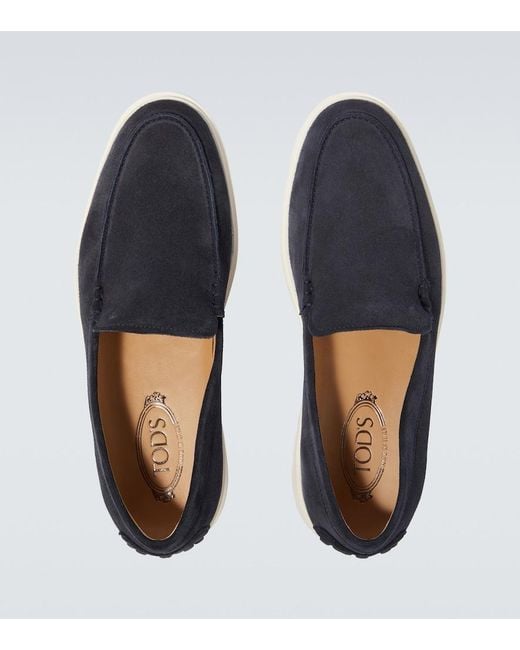 Tod's Blue Suede Leather Loafers for men