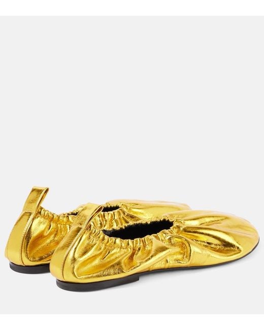 Jil Sander Yellow Leather Ballet Flats