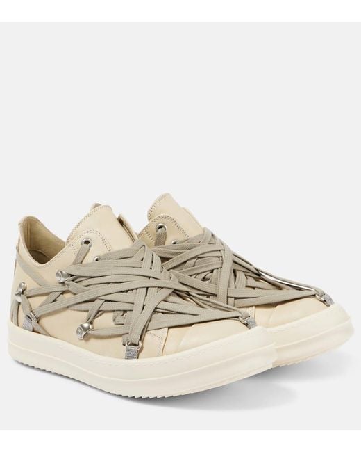 Rick Owens Natural Hollywood Megalace Suede Sneakers
