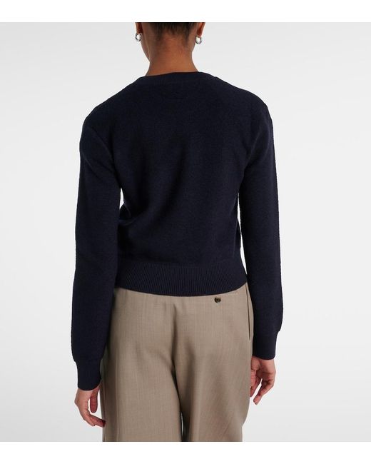 Loewe Blue Logo Embroidered Wool Sweater