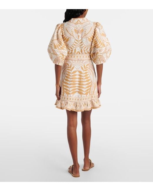 Farm Rio Natural Bedrucktes Minikleid Aus Leinen