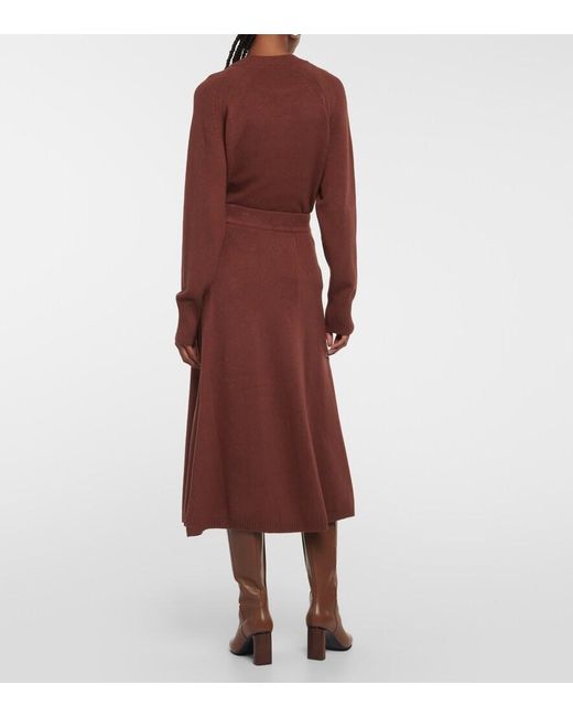 Joseph Brown Silk-Blend Midi Skirt