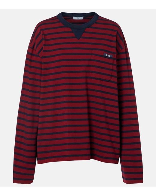 Prada Red Striped Cotton Jersey Top