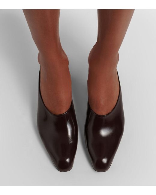 Khaite Brown Colt Leather Mules