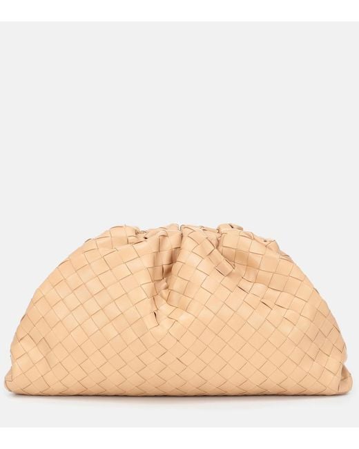 Bottega Veneta Natural Pouch Intrecciato Leather Clutch