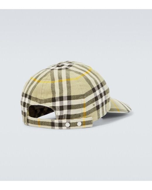 Burberry Metallic Check Cotton Baseball Cap for men