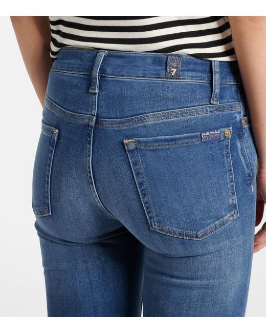 7 For All Mankind Blue Slim Illusion Luxe High-Rise Skinny Jeans
