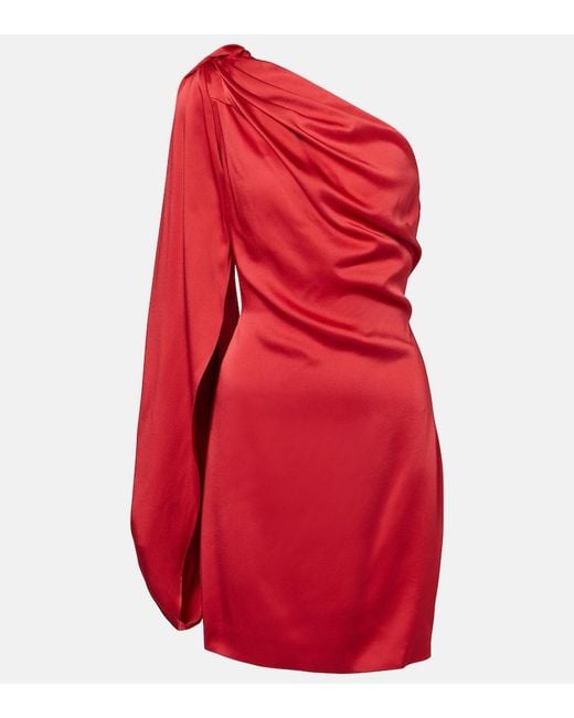 Stella McCartney Red One-Shoulder Satin Minidress