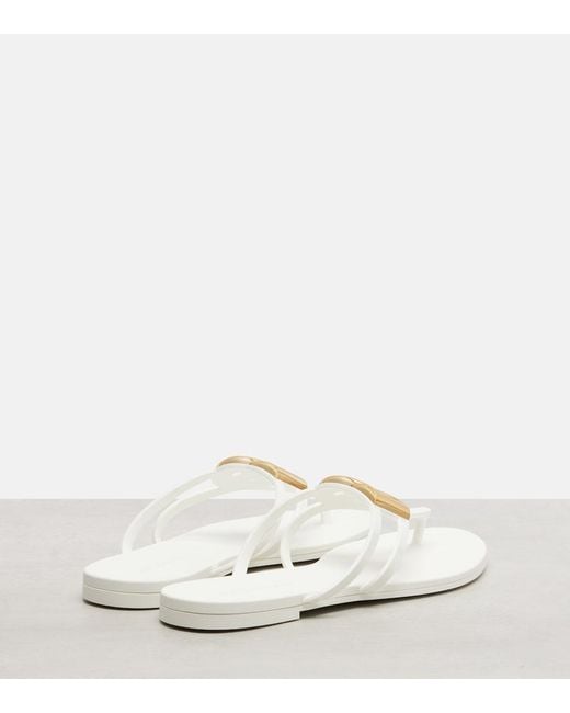Dolce & Gabbana White Dg Rubber Thong Sandals