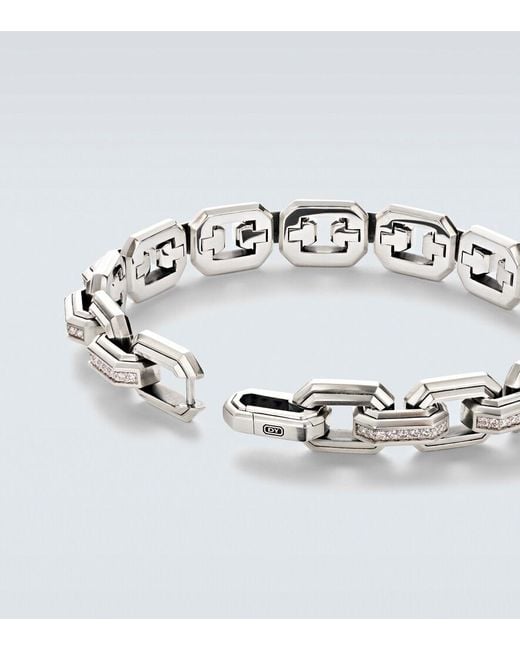 David Yurman Metallic 925 Sterling Chain Bracelet With Diamonds for men