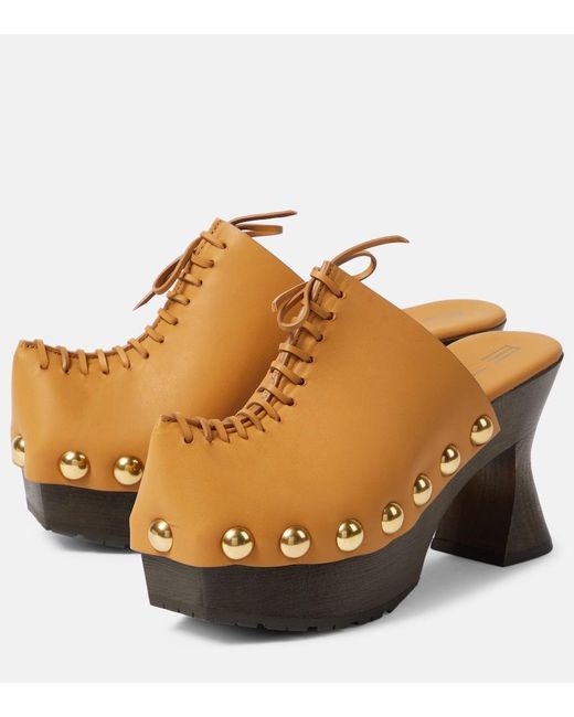Etro Brown 50 Leather Platform Clogs