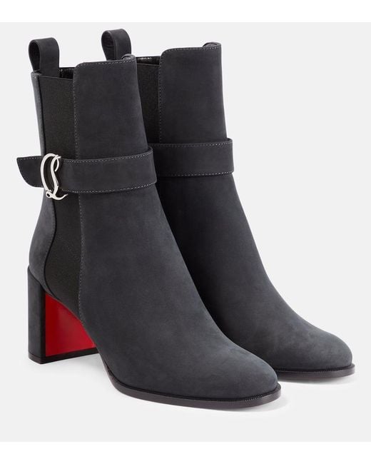 Christian Louboutin Black Cl Chelsea Booty Suede Ankle Boots