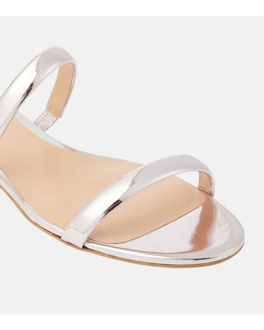 Rene Caovilla White Cleo Mirrored Leather Sandals