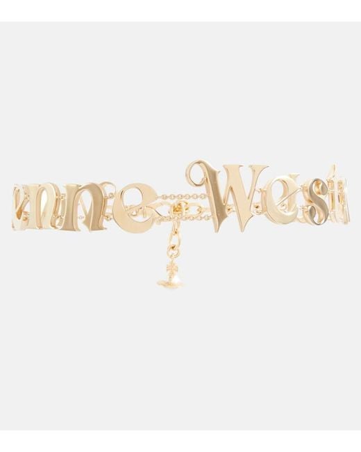 Vivienne Westwood Metallic Raimunda Branded-lettering Brass Choker