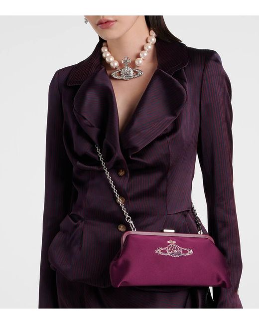 Vivienne Westwood Purple Bestickte Clutch Dorothy Aus Satin
