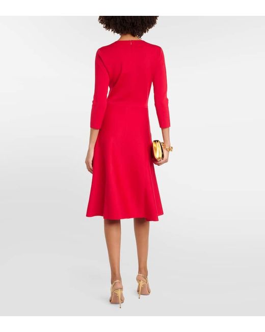 Vestido midi en mezcla de lana Carolina Herrera de color Red