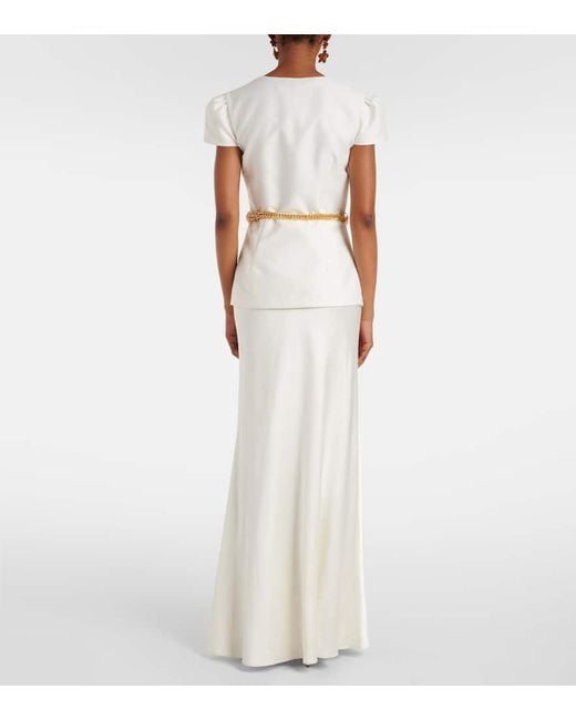 Self-Portrait White Verziertes Maxikleid Aus Taft