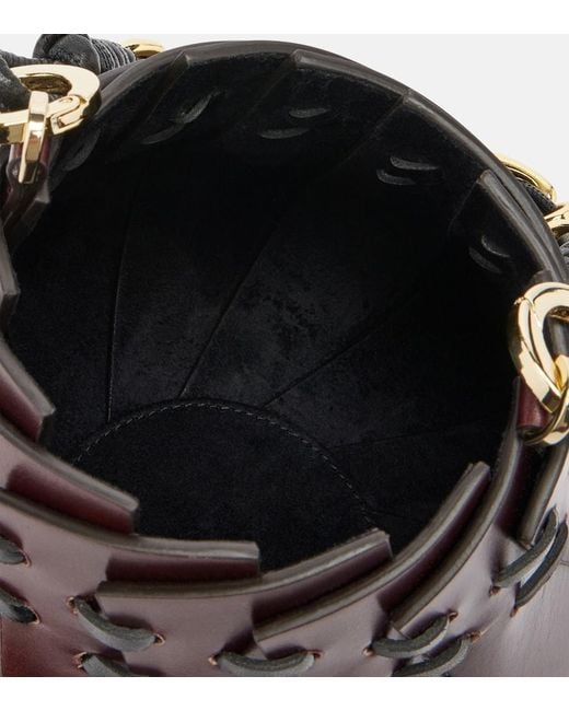 Amanu Brown Burundi Mini Leather Bucket Bag