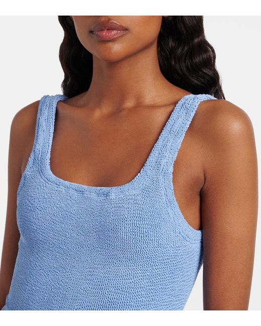 Hunza G Blue Coverage Square Neck Swimsuit