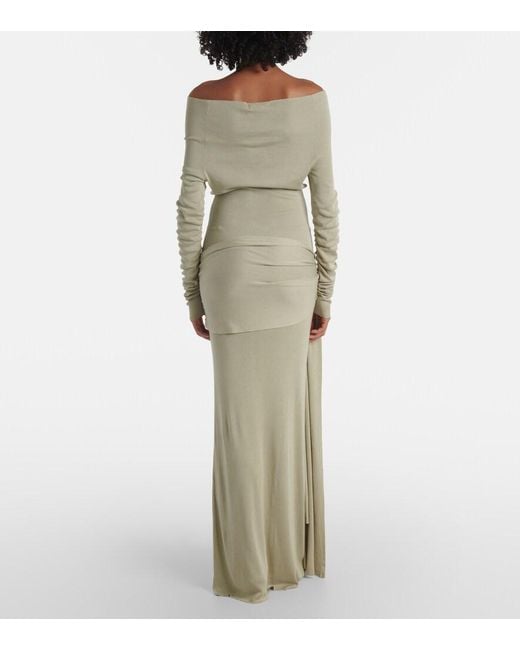 AYA MUSE Natural Kora Off-Shoulder Silk-Blend Maxi Dress