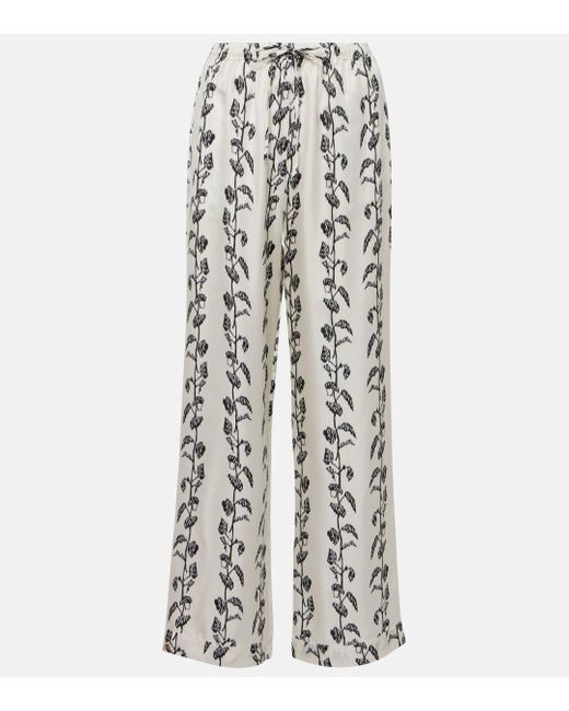 Asceno White Aurelia Silk Twill Palazzo Pants